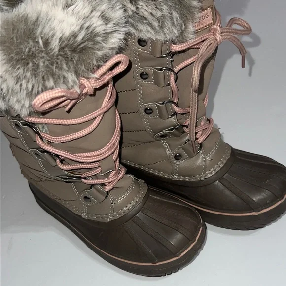 Girls London Fog Tan and Brown Winter Boots with Faux Fur - Picture 3 of 7